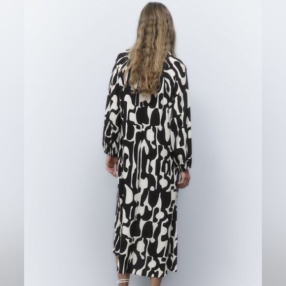 Zara Printed Midi Viscose Dress New - Picture 5 of 8